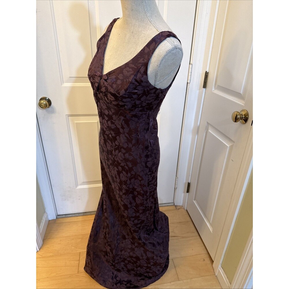 WHIMSIGOTH MANDARIN DETAILS Rampage Satin Eggplant Floral Purple Dress Size 7